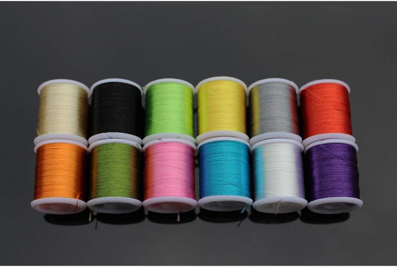 Tigofly 12 pcs 40 Yards Fly Tying Floss Thread 150D Silky Yarns Salmon Trout Fly Fishing Tying line Materials (12 Bright Colors) - Image 1